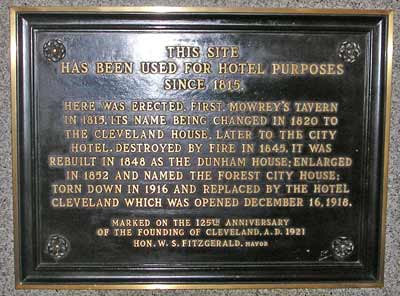 Renaissance Cleveland Hotel plaque