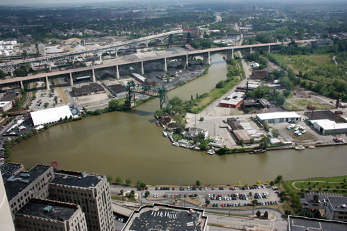 Cuyahoga River - Photo by Dan Hanson taken from the Terminal Tower Observation Deck