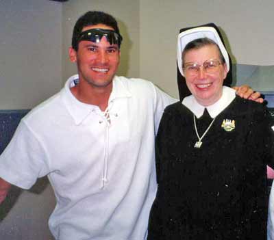 Omar Vizquel with Sister Assumpta