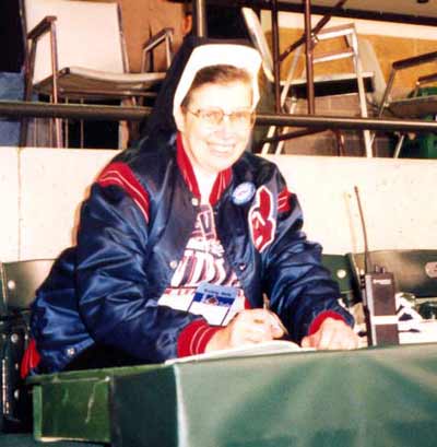 Sister Assumpta at the Cleveland Indians game