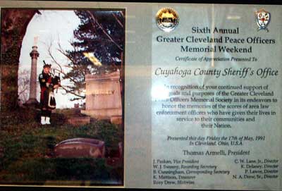 Gerald McFaul Cleveland Peace Officers Plaque