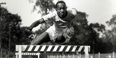 Harrison Dillard running the hurdles at Baldwin Wallace - photo courtesy of Baldwin Wallace