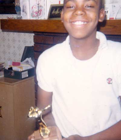 Harry Davis' first trophy - for football at age 10