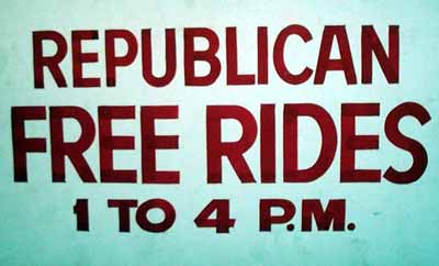 Euclid Beach sign for free rides