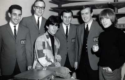 Keith Richards and Brian Jones of the Rolling Stones with Larry Morrow and the DJs