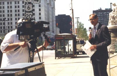 Joe Mosbrook doing a live shot