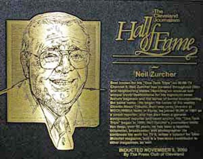Neil Zurcher in Hall of Fame plaque