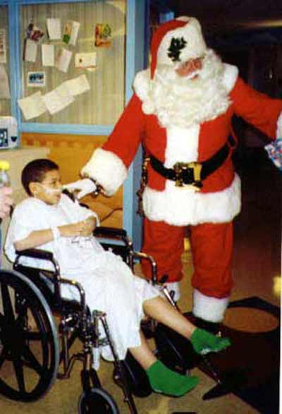 Santa Claus with a sick child