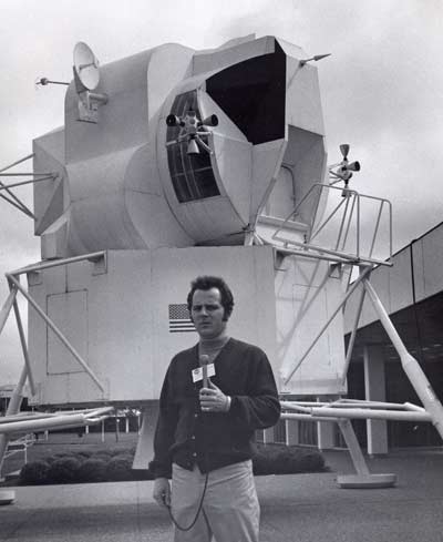 Tim Taylor in front of the Lunar Module in Houston