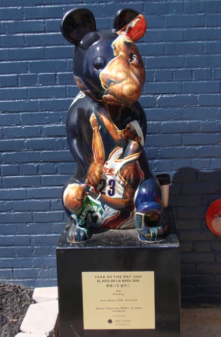 NBA MVP and Cleveland Cavalier LeBron James as a rat sculpture in Cleveland - photos by Dan Hanson