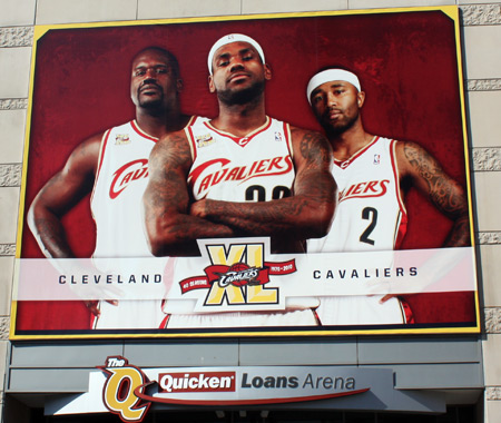 Cleveland Cavaliers Shaquille O'Neal. Lebron James and Mo Williams