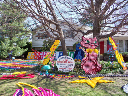 Easter egg display at Egg Shell Land in Lyndhurst Ohio