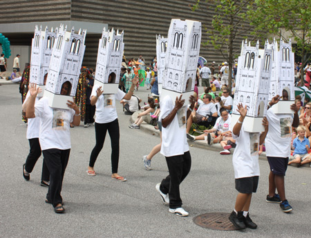 buildings on heads at Parade the Circle in University Circle