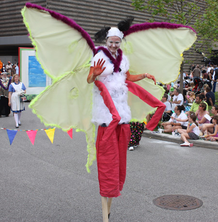 Butterfly on stilts at Parade the Circle in University Circle