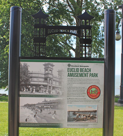 Euclid Beach Park near the Pier are signs with memories of Euclid Beach