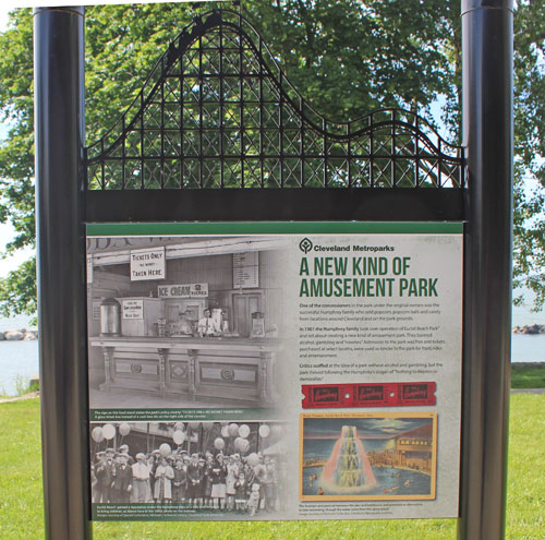 Euclid Beach Park near the Pier are signs with memories of Euclid Beach