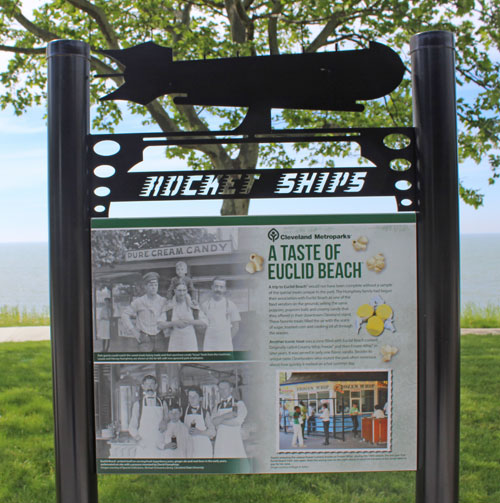 Euclid Beach Park near the Pier are signs with memories of Euclid Beach