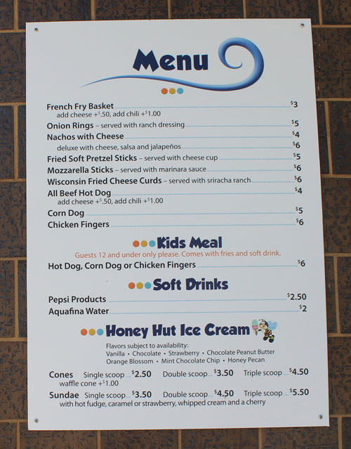 Euclid Beach Park Concession Stand menu