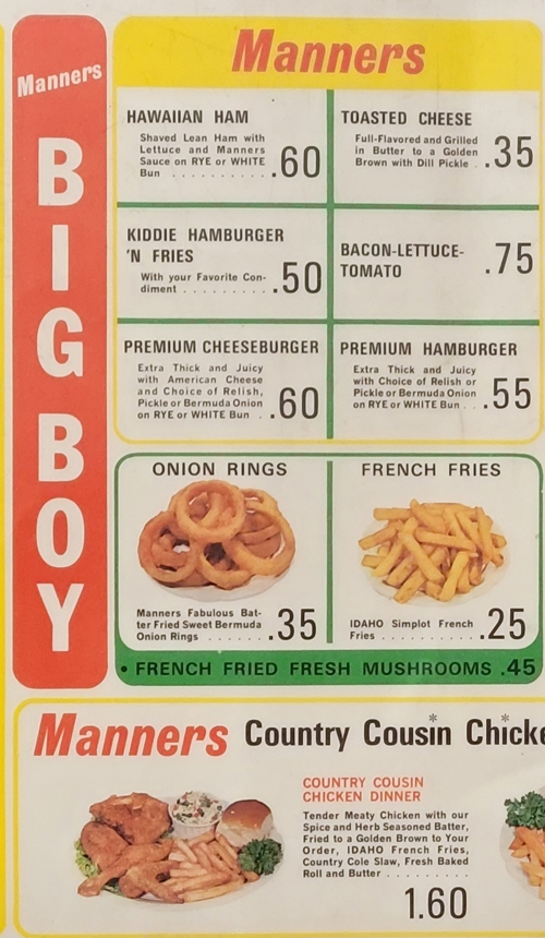 Old Manners Big Boy Restaurant menu - 2