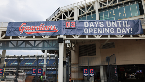 Cleveland Guardians Opening Day at Progressive Field sign