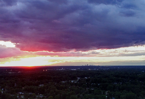 Cleveland drone sunset