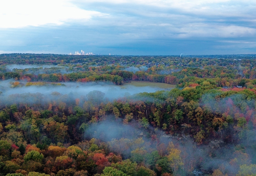 Cleveland from 15 miles away on a foggy morning