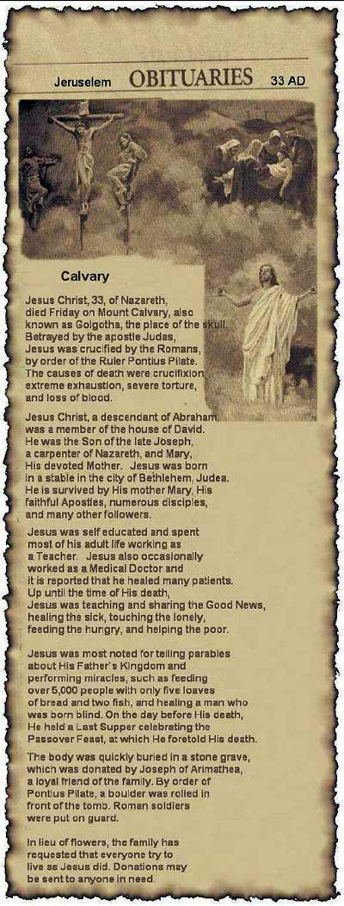 Obituary of Jesus