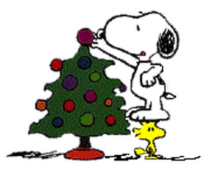 Snoopy and Woodstock and Christmas Tree
