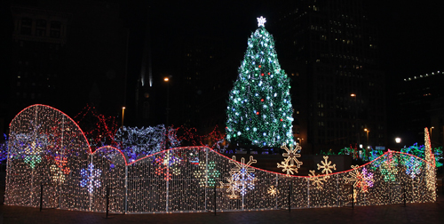 Christmas display in downtown Cleveland on Public Square