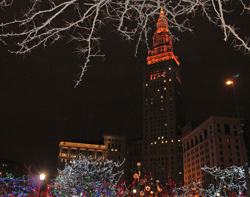 Terminal Tower - Christmas display in downtown Cleveland on Public Square