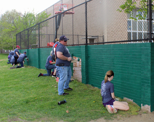 Volunteers fixing up the park