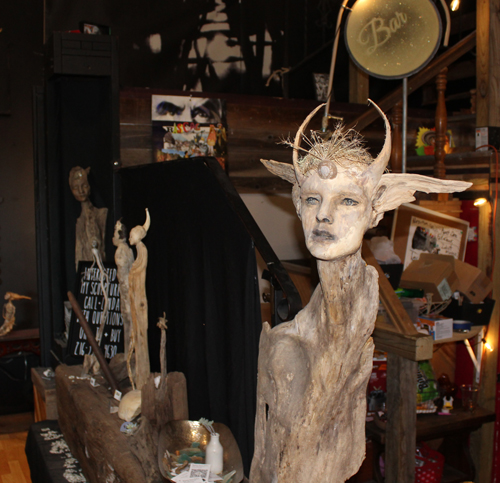 Driftwood art at Negative Space Gallery