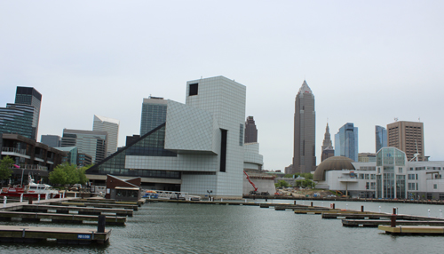 Cleveland city view from Voinovich Park