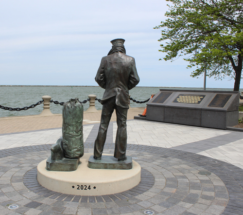 Lone Sailor Statue in Cleveland looking out to Lake Erie