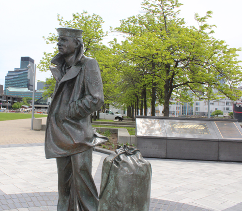 Lone Sailor Statue in Cleveland side view