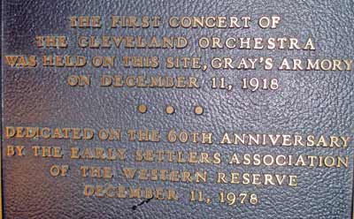 Cleveland Orchestra First Concert Plaque