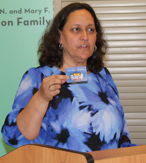 Leigh Goldie with Siegel and Shuster Society ID card