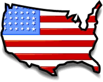 Map of US in flag pattern