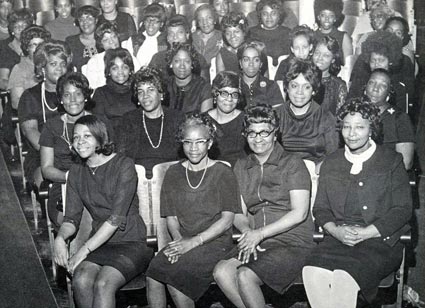 Women's Civic Choral group rehearsing for the Tribute to Mayor Carl B Stokes