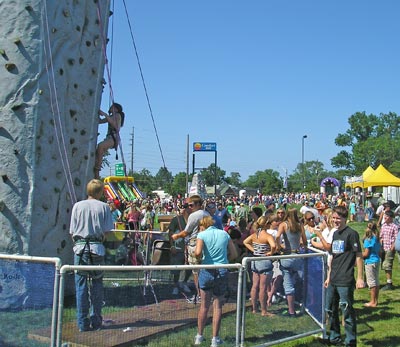 Rock climbing wall at the Catholic Fest