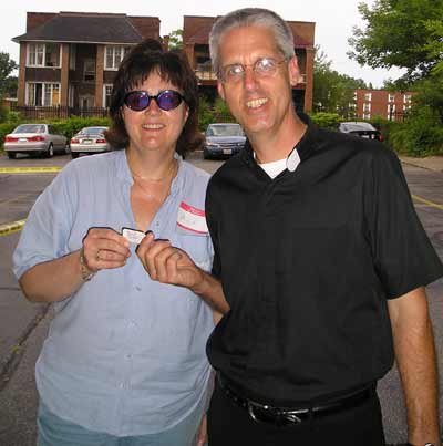 Brigid Drake and Father Chris Weber