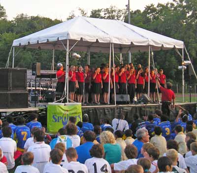 The Singing Angels welcomed the players