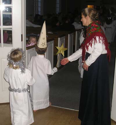 Santa Lucia procession - young children marching