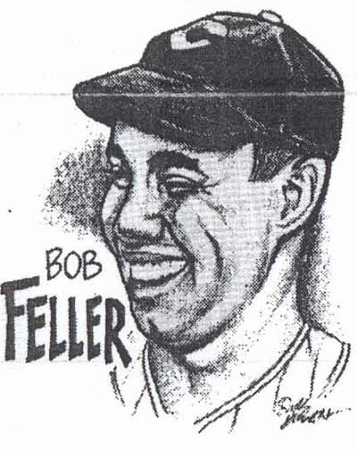 A Dick Dugan drawing of Bob Feller