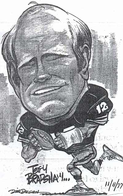 Dick Dugan draws Terry Bradshaw of Pittsburgh Steelers