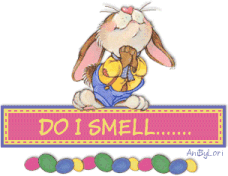 Easter Rabbit smelling jelly beans