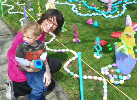 Mother and son at Jellybeanville in Euclid Ohio