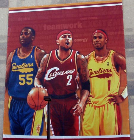 Cleveland Cavaliers Lorenzen Wright, Mo Williams and Daniel Boobie Gibson