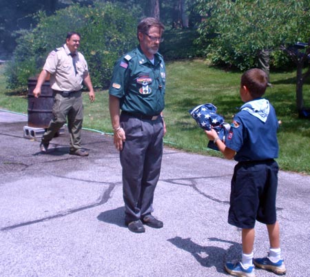 Scouts saluting to retire US flag on Flag Day Cleveland 2009