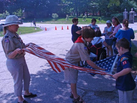 Scouts cut the US flag